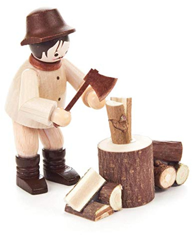 Wooden chopper natural miniature figures, real Ore Mountains 5.5 cm, wood, handmade