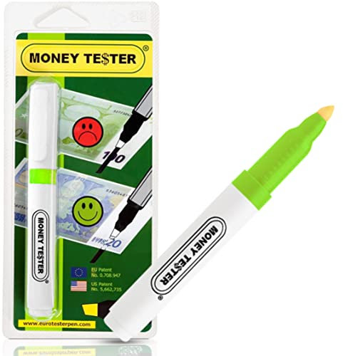 MONEY TESTER XL - Professioneller Geldscheinprüfer Fake Geld, Geldprüfstift für Euro, Dollar, britische Pfund und die wichtigsten internationalen Währungen, Original Made in Italy