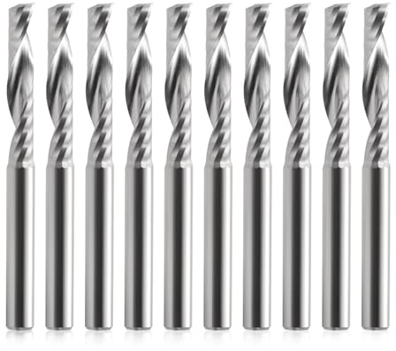 EU_HOZLY 4mm x22MM Silber Metall CNC Router Bits Single Flöte Werkzeuge Staubfreies Pack von 10