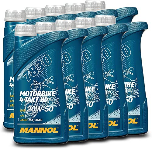 MANNOL 10 x 1L 7830 Motorbike 4-Takt HD API SL / 20W-50 Motorrad-oel