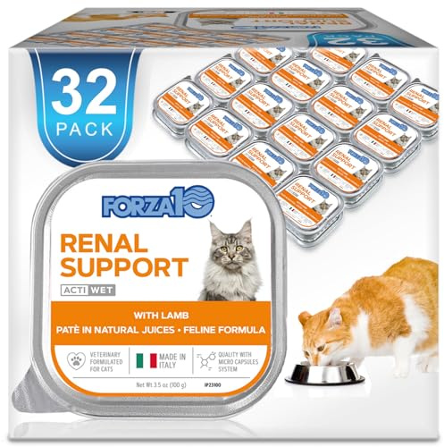Forza10 - Cat Food, Vet-Formulated Renal Wet Cat Food, Non GMO, Kidney Care Food with Lamb Flavor, Crafted for Adults, Made in Italy (3.5 oz, 32 Pack)