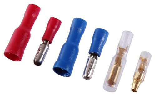 50x Rundstecker SET Rundhülse Rundsteckhülsen 3,5mm 4mm 0,5-2,5mm² Kabelschuh (Blau)