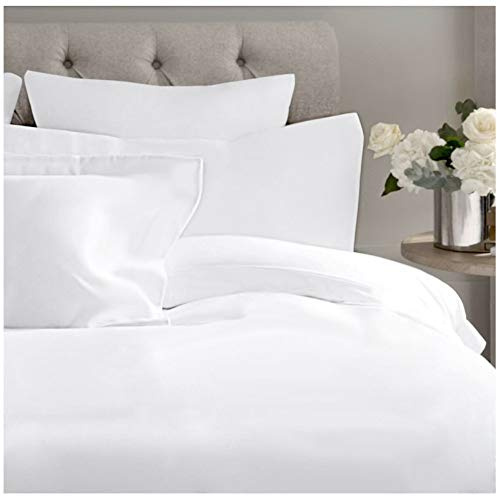 COTTON ARTean Juego de sábanas 200X200 Algodón Orgánico TURIA blanco 4 piezas: Encimera, 2 Fundas de Almohada, Bajera Ajustable Certificado Gots