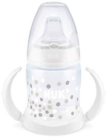 Nuk First Choice Trinklernflasche, Silikon-Trinktülle, 6-18 Monate, 150 ml, Konfetti (Weiß)