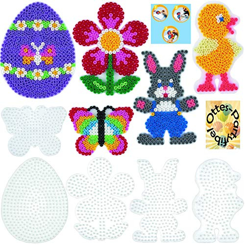 HHO HAMA Stiftplatten-Set midi Ostern Osterei + Schmetterling + Küken + Häschen + Blume #7