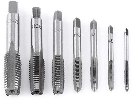 Dpofirs 7pcs / Set Machos de roscar de Acero para cojinetes, M3 M4 M5 M6 M8 M10 M12 Herramienta de roscado métrico de Acero
