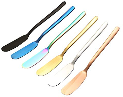 HEMOTON 6 Piezas 304 Espátula Para Crema Aceite De Mantequilla Esparcidor De Mantequilla Ancho y Recto Trowel Esparcidor De Mantequilla De Acero Inoxidable Spatula Mango Largo Colocar