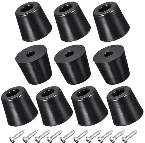 sourcing map 16 Stück Runde Schwarze Gummifüße, 19mm Breite x 17mm Höhe | Gummipuffer Schraubfeste Gummifüße mit Edelstahlschrauben und Unterlegscheibe für die Meisten Möbelgeräte