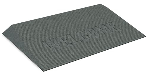 EZ-ACCESS TRANSITIONS 2.5 Inch Low Pile Transitional Non Slip Rectangular Rubber Angled Welcome Entry Mat Ideal for Indoor and Outdoor Use, Gray