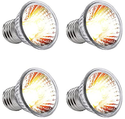 NEWFUN Schildkröte Wärmelampe,4PC E27 50W Dimmbar 220V UVA + UVB Vollspektrum-Sonnenlampe Heizung Glühbirne Sonnenbad Reptil Lampe für Lizards, Aquarienreptilien, Schildkröten, Amphibien usw