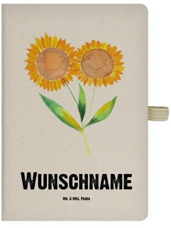 Mr. & Mrs. Panda Notizbuch personalisiert Blume Sonnenblume - Personalisierte Geschenke, Personalisiertes Buch, Sonnenblumen, Garten, Lieblingsmensch, A4, Best Friends, Zusammen, personalisierbar