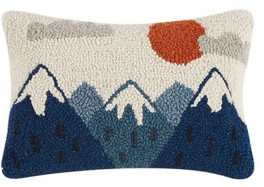 Peking Handicraft Mountains Hook Pillow, Wool and Poly Velvet