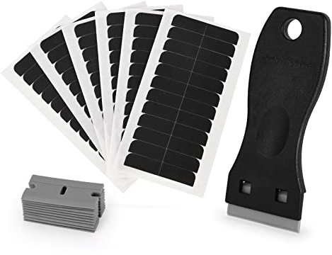 EHDIS Tape Extensions Kleber Kit, mit Schaber und 10 Klingen, ErsatzTape für Hair Extensions, Doppelseitiges Klebekraft Haar Klebeband für Haarverlängerungen Perücken, 72 Stück