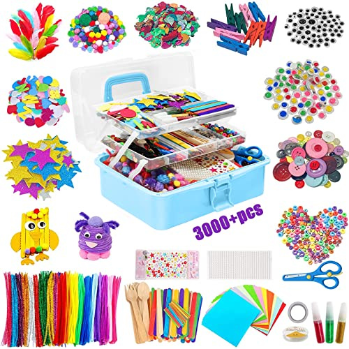 Withosent 3000+ Bastelset für Kinder 4-12 Jahre, DIY Bastelsachen mit Box