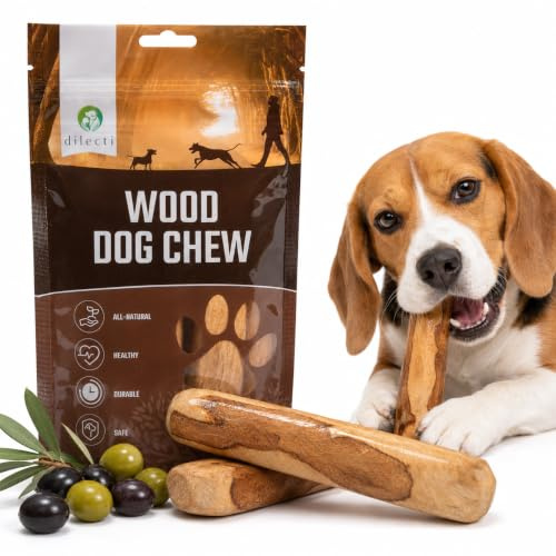 Dilecti Olivenholz Hundespielzeug - Kauholz für Hunde mit Olivenöl - Kauknochen Hund zur Zahnpflege & Beschäftigung - Splitterfrei & Langlebig, Größe M, 2er-Pack