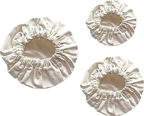 3-Pack Organic Bowl Cover Stretchable Reusable Linen Jar Covers | 100% Cotton Cloth Lids for Food, Fruits, Leftover (M,L,XL)