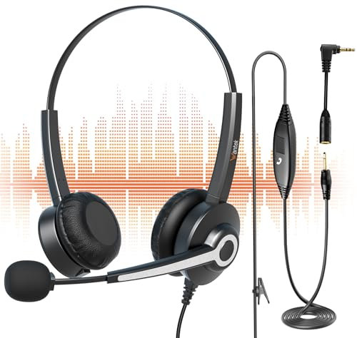 Wantek Casque Jack 3,5 mm avec Microphone antibruit et Arceau réglable pour iPhone, Samsung, Huawei, HTC, LG, ZTE, Blackberry, téléphones Mobiles et Smartphones