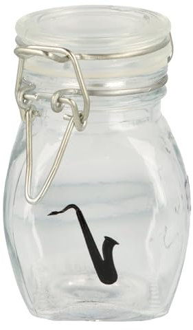 Musikboutique musikalisches Mini-Aufbewahrungsglas, 4-eckig, mit abgerundeten Kanten und Bügelverschluss (Saxophon)