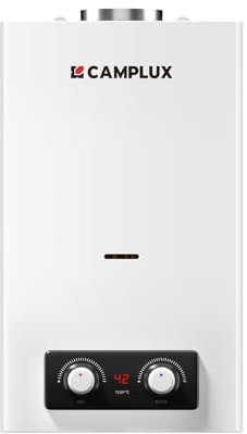 CAMPLUX BD300, scaldabagno a gas basso NOx/ERP, 11 litri, per doccia a gas per interni da cucina/bagno, butano (28-30 mbar)/propano (37 mbar), GPL, 3 V, 22 kW