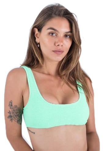 Hurley Top Bikini da Donna – Tinta Unita Morbido Scrunch Pull On