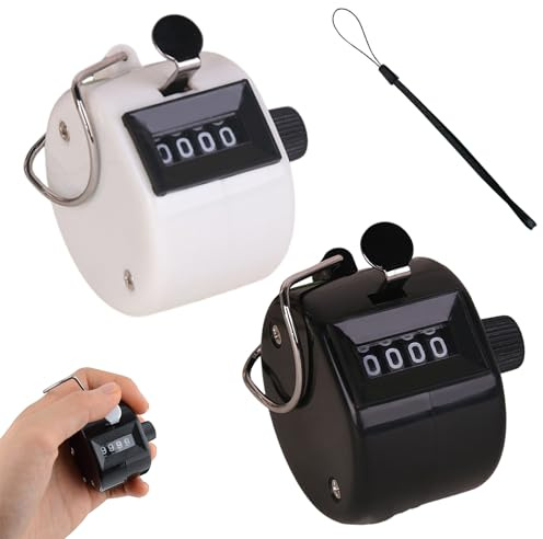 Handzähler Zähler,4-Stellige Handzähler,Mechanischer Handzähler,Handzähler Aus Metall, Klicker Counter,Manuelle Klicker,ABS Counter Clicker für Personenzähler,Coaching,Stricken,Golf und Reihenzähler