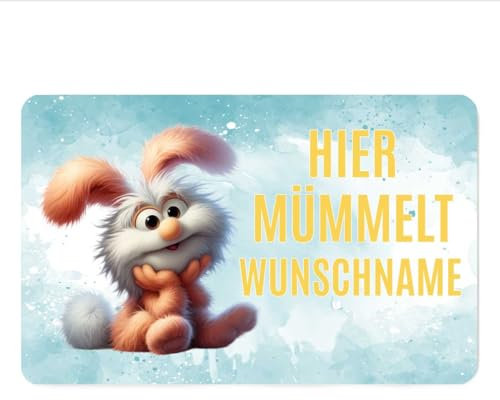 Melifestyle Vesperbrettchen Frühstücksbrettchen mit Spruch lustig Mümmel Hasse PERSONALISIERT mit Name Hier mümmelt Wunschname Ostern Geschenk Kinder
