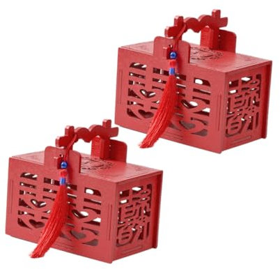 VILLFUL 2stücke Chinesische Hochzeits Süßigkeiten Boxen Aus Holz Tragbare Geschenkdosen Im Traditionellen Stil Mit Eleganten Quasten Für Hochzeiten Und Besondere Anlässe Für