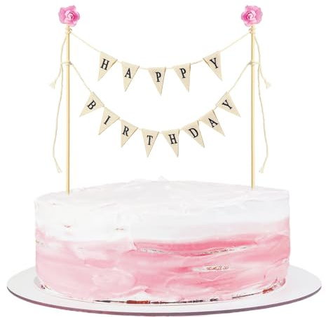 Geburtstagsdeko Kuchen Banner Happy Birthday Tortendeko Cake Topper Banner für Geburtstage Hochzeiten Partydekorationen Kuchen Desserts