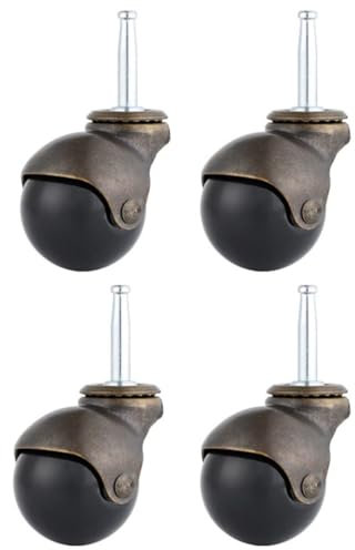 SZITW Schwenkbare Kugelrollen, Messing-Kugelrollen, antike Möbelrollen, für Sofa, Couchtisch, Schrank, Küchenwagen, 4 Stück, 4universal, 2 Zoll