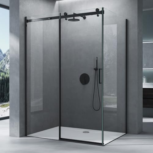 Mai & Mai Cabine de Douche Noir en Angle avec Receveur 90x120x195cm