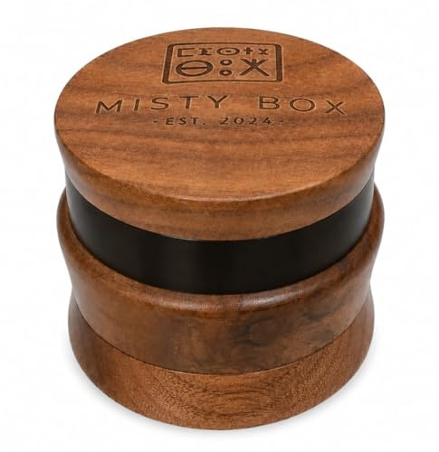 Misty Box - Premium Grinder, 4-teiliger Crusher aus edlem Holz | robuster und langlebiger 67mm Holzgrinder | ideal als Geschenk