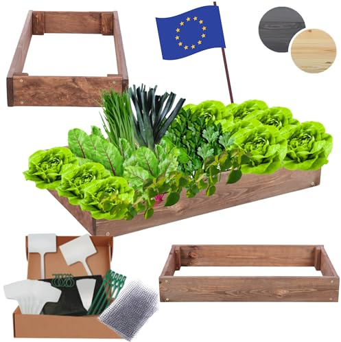 MODO24 Hochbeet Holz, Blumenkasten, Gartenbeet, 9x60x30cm, Braun | Robustes Kräuterbeet & Pflanzbeet aus Kiefernholz, Dekoratives Blumenbeet & Gartenbeet für Garten, Balkon & Terrasse