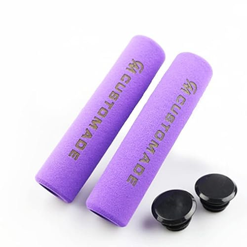 HESHUWEN Fahrradgriffe 1 Paar Ultraleiche Anti-Slip-rutschfeste weiche Schwammschaumlenker MTB Mountainbike Fahrradgriffe Outdoor-Sportzylinderwerkzeuge MTB Griffe(Purple)