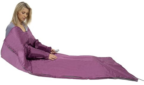 Sauna Blanket Heating Therapy Home Salon Spa Body Slimming Portable Sauna Blanket for Body Relaxation at Home with Sleeves and Remote Control, Elasticated Wrist Straps, 35-80°C 1.8m*80cm, Purple