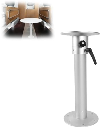Hocomay Adjustable Table Pedestal with Labour Saving Handle, 455-740mm Adjustable, 360 Degree Rotatable Aluminum Alloy Table Base Kit for Rv Camper Caravan Boat Yacht Home