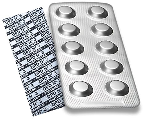50 tabletas de reactivo DPD 3 PoolLab para fotómetro para medir el cloro total, cloro combinado en el agua de la piscina. También adecuado para otros fotómetros de mano (50)
