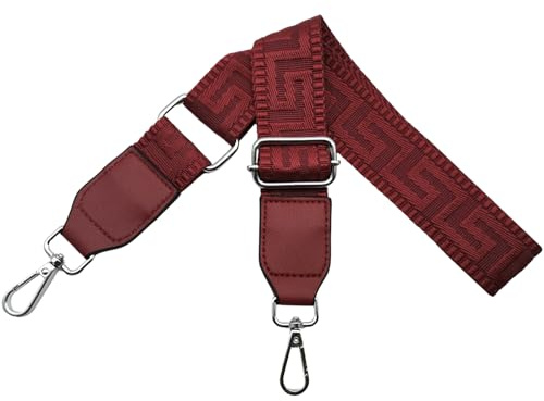 Schultergurt für Tasche Taschengurte zum Wechseln, Verstellbar Taschengurt Breit 3.8cm mit Leder Silber Karabiner - Taschenband Schulterriemen für Damen Handtaschen, Rein weinrot, T15