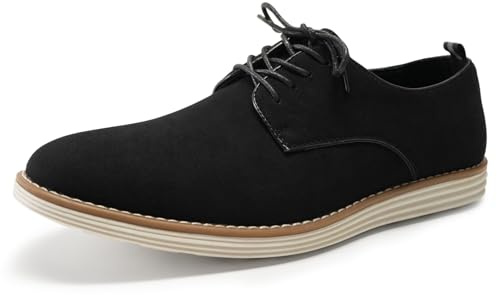 Allthemen Herrskor med snörning i mocka läder Derby Brogue klassiska formella loafers, Svart, 41 EU