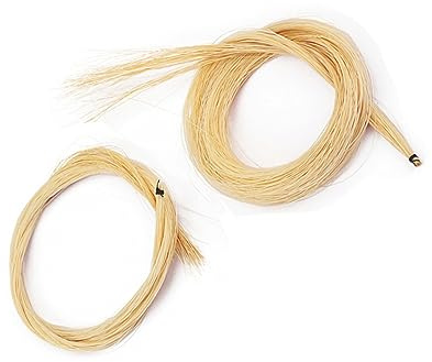 Geigenbogenhaar 2 Stück aus Echtem Pferdehaar für Violine | Gelb, 2 Stränge im Lieferumfang, für Streichinstrumente, Glatte Oberfläche, Hohe Festigkeit