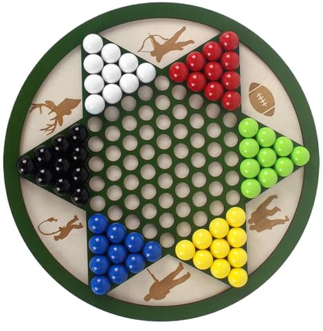 Chinesische Dame, Spielbrett aus Holz mit Pegs, 25 cm, klassisches Strategie-Set, Familienaktivität für mehrere Spieler, handgefertigt, ideal für Hinterhof, Grillen, Picknick, Spaß