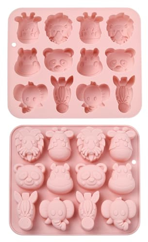 UR URLIFEHALL Lot de 2 moules en silicone en forme d'animal en forme d'éléphant, de cheval, de lion pour la cuisson des aliments, la gelée, les bonbons, les gâteaux, les biscuits, les desserts