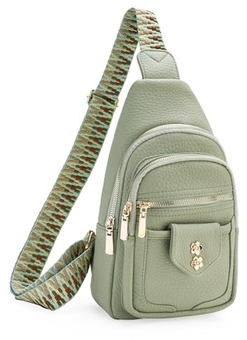 GAEKEAO Brusttasche Damen, Sling Bag Kleine Umhängetaschen Veganes Leder Schultertasche mit Verstellbarer Gurt Handtasche für Reisen Wandern Einkaufen, Geschenk für Frauen