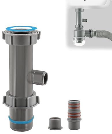 QruiLanTu 1-1/2 Inch Dishwasher Kitchen Drain Pipe Hose Adapter, Kitchen Sink Drain Pipe 3-Way Adapter Fitting,with Multiple Size Connection Ports，Suitable for Kitchen, Bathroom, RV