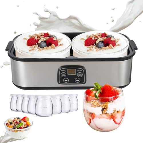 Yogurt Maker with 8Glass Jars, 2L Automatic Yoghurt Maker Machine with Timer & Temp Control, for Homemade Probiotic Yogurt, Natto, Fermented Foods