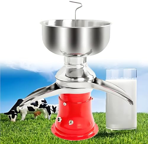 QianCruxtacy Macchina Separatore di Latte Elettrica 50L/H,Centrifuga per Crema e Burro,Bowl 5L Acciaio Inossidabile, Design Compatto,Facile da Usare,Ideale per Piccoli Produttori e Appassionati Red