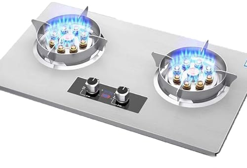 Cuisinière À Gaz 8,5 KW Allumage Automatique - Au Propane 2 Brûleurs En Acier Inoxydable, Minuterie De 180 Minutes, Cuisinière Domestique Feu Vif, Facile Nettoyer(NG)