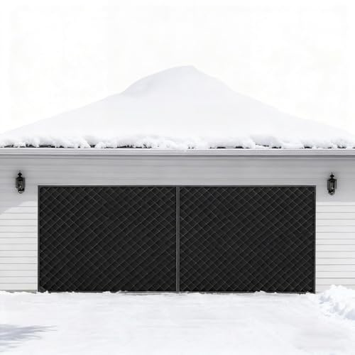 Rideau Isolant Thermique Magnétique pour Porte de Garage, Écran de Porte d’Hiver, Kit d’Isolation Garages avec Coton Épais, Protection Contre le Froid en Tissu Oxford(Black,244x213 cm)