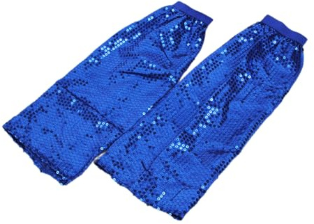 YROHGKPN Calentadores de lentejuelas para mujer, diseño punk hasta la rodilla, mangas de fiesta de baile, polainas de lentejuelas, calentadores de piernas para niñas y mujeres, azul real, Talla única