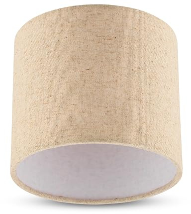 REV Abat-jour rond au look moderne - lin de haute qualité, diamètre 14 cm - abat-jour de rechange pour suspension et lampe de table, douille E27, taupe