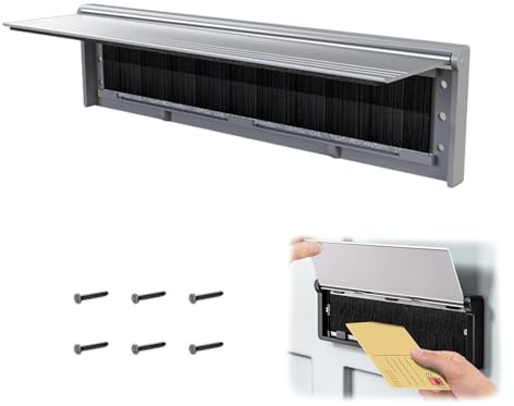 1 Letter Box Flap Sets 11.5 Inch (29.2 Cm) Silver Aluminium Alloy Blanking Plate Letter Box for Door, Adjustable Depth Post Catcher Draught Excluder Internal for Wooden UPVC Composite Doors